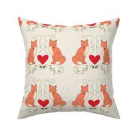 Fox & Heart - Orange Fox on Cream Texture