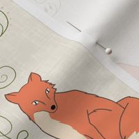Fox & Heart - Orange Fox on Cream Texture