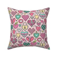 Hearts Doodle Valentine Love on Light Pink