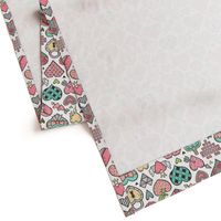 Hearts Doodle Valentine Love Peach Mint Green