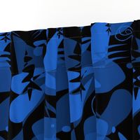 black and blue abstract floral dark mid century modern