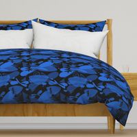 black and blue abstract floral dark mid century modern