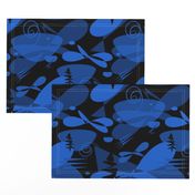 black and blue abstract floral dark mid century modern