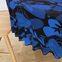 black and blue abstract floral dark mid century modern