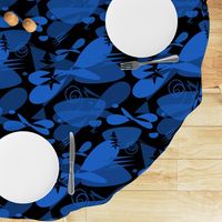 black and blue abstract floral dark mid century modern