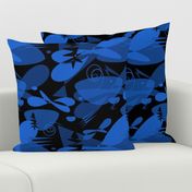 black and blue abstract floral dark mid century modern