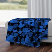 black and blue abstract floral dark mid century modern