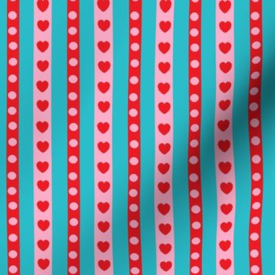 Concentric Hearts Turquoise Coordinating Stripes