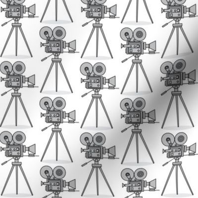 small grey vintage-movie-camera