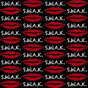 1.5 Inch White S.W.A.K. with Dark Red Lips on Black