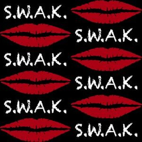 Three Inch White S.W.A.K. with Dark Red Lips on Black