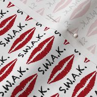 1.5 Inch Black S.W.A.K. with Dark Red Lips on White