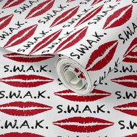 Three Inch Black S.W.A.K. with Dark Red Lips on White