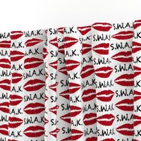 Three Inch Black S.W.A.K. with Dark Red Lips on White