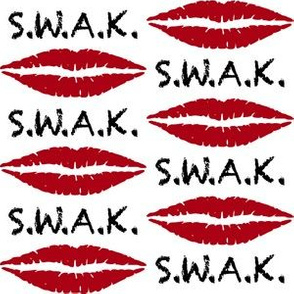 Three Inch Black S.W.A.K. with Dark Red Lips on White