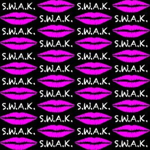 1.5 Inch White S.W.A.K. with Pink Lips on Black