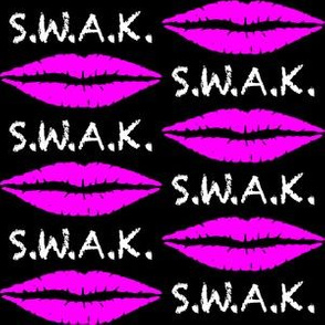 Three Inch White S.W.A.K. with Pink Lips on Black