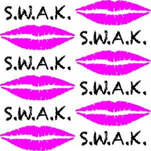 Three Inch Black S.W.A.K. with Pink Lips on White