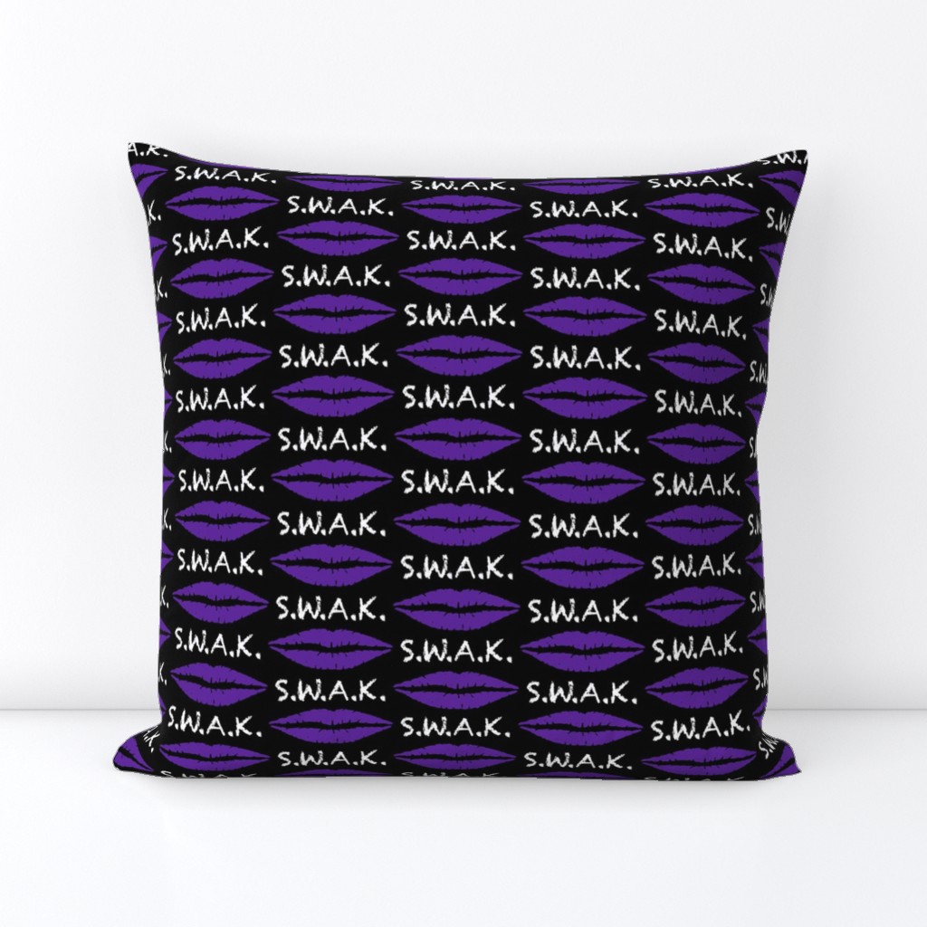 Three Inch White S.W.A.K. with Purple Lips on Black