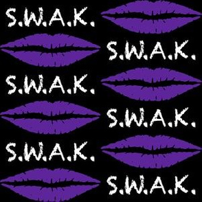 Three Inch White S.W.A.K. with Purple Lips on Black