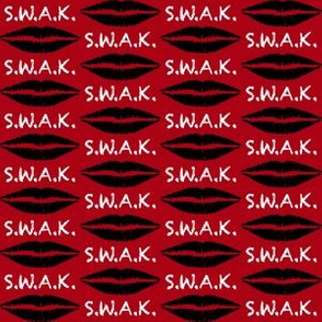 1.5 Inch White S.W.A.K. with Black Lips on Dark Red