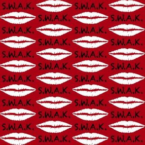 1.5 Inch Black S.W.A.K. with White Lips on Dark Red