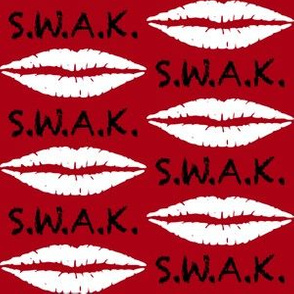 Three Inch Black S.W.A.K. with White Lips on Dark Red