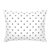 black and white yarn dots block print