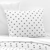 black and white yarn dots block print