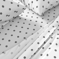 black and white yarn dots block print
