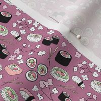 Violet Japanese cherry blossom doodle sushi dinner delicious food illustration pattern XS Rotated