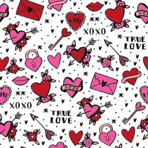 retro tattoos // hearts tattoos stickers love valentines day white red
