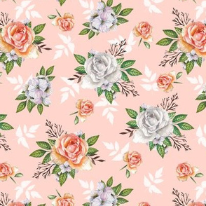 Vintage roses. Pink pattern