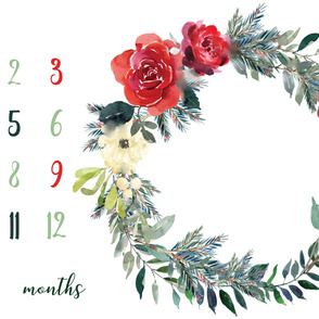 54"x36" Christmas milestone blanket- Christmas wreath