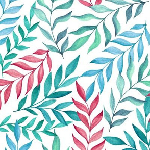 Leaf pattern. Pink and blue