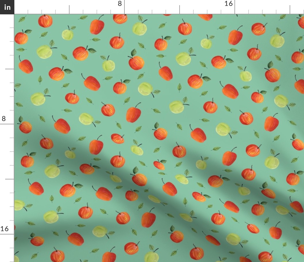 Ripe apples. Blue pattern