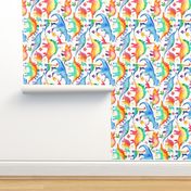 Rainbow Watercolour Dinosaurs - larger scale - rotated