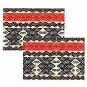 African Folk Art Graphic - Red Black Ivory - Design 7016334