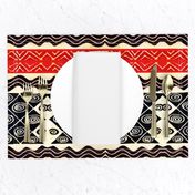 African Folk Art Graphic - Red Black Ivory - Design 7016334