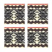 African Folk Art Graphic - Red Black Ivory - Design 7016334