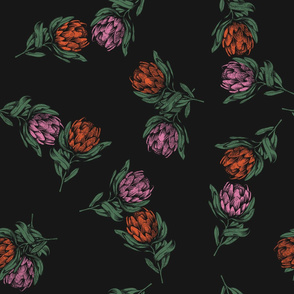 Protea Floral - Black