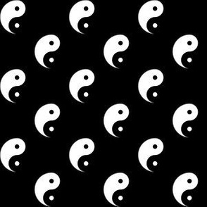 One Inch Black and White Yin Yang Symbols on Black