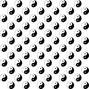 Half Inch Black and White Yin Yang Symbols on White