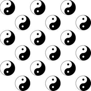 One Inch Black and White Yin Yang Symbols on White