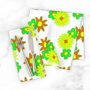 simple flowers - orange yellow  green  white