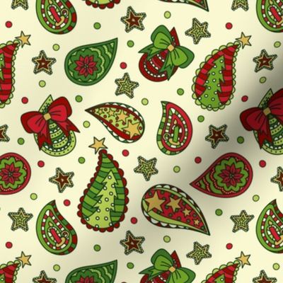 Tossed Christmas Paisley: Traditional Tones