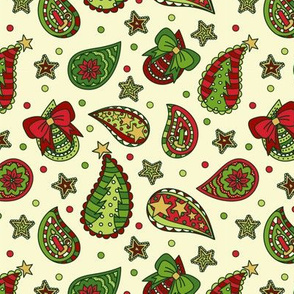Tossed Christmas Paisley: Traditional Tones