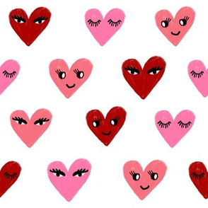 heart face cute valentines day love fabric hearts white red