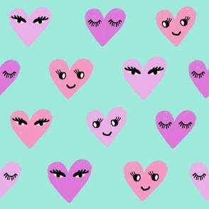 heart face cute valentines day love fabric hearts minty