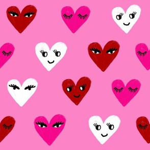 heart face cute valentines day love fabric hearts pink